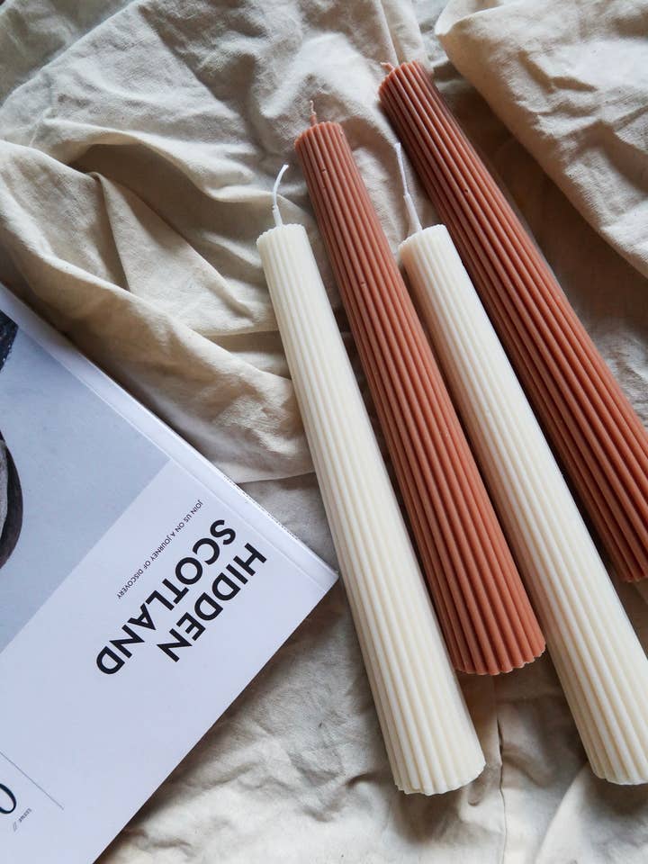 Ribbed Roman Taper Dinner Candle Candlestick for wholesale by Valo the Candle Company