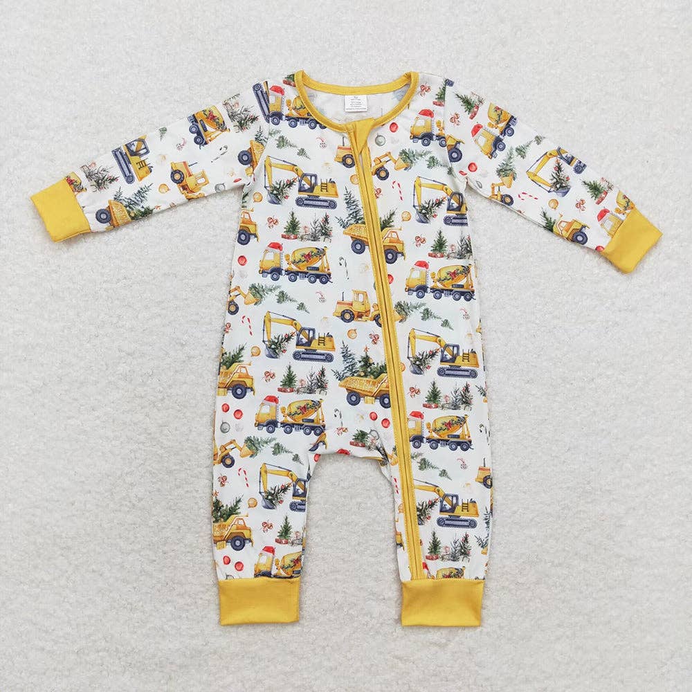 Aier Wholesale - Wholesale Sleepwear Set - Kids - Baby Boys Digger Christmas Tree Bamboo Rompers Pajamas Clothes Sets2