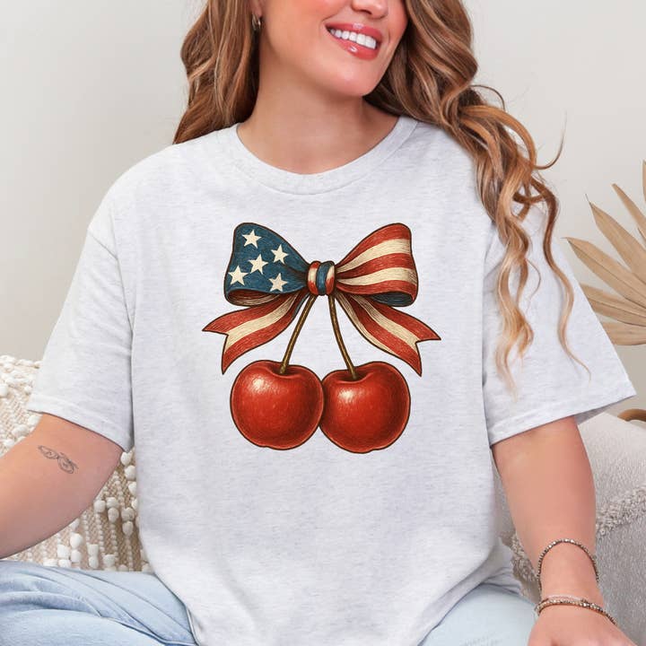 USA Cherries July 4th Tee for wholesale by Happy Mail Wholesale