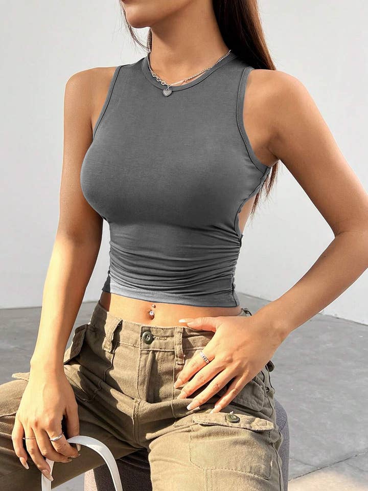 Lily Clothing - Wholesale Tank Top - Women's - SOLID COLOR TIGHT SHORT SLEEVELESS TANK TOP3