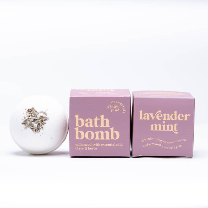 LAVENDER MINT • 100% BOTANICAL BATH BOMB • for wholesale by Ginger June Candle Co.
