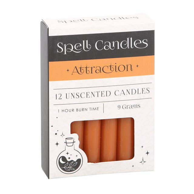 Something Different Wholesale - Vente Bougies/bougeoirs coniques - Lot de 12 bougies Orange Attraction Magic Spell
