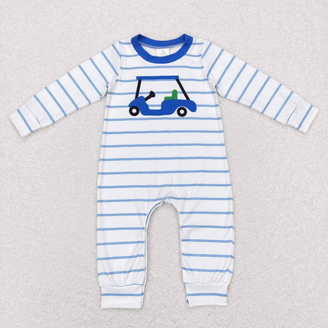 Aier Wholesale - Wholesale Jumpsuit - Baby - Baby Boys Golf Blue Stripes Short Sleeve Rompers0