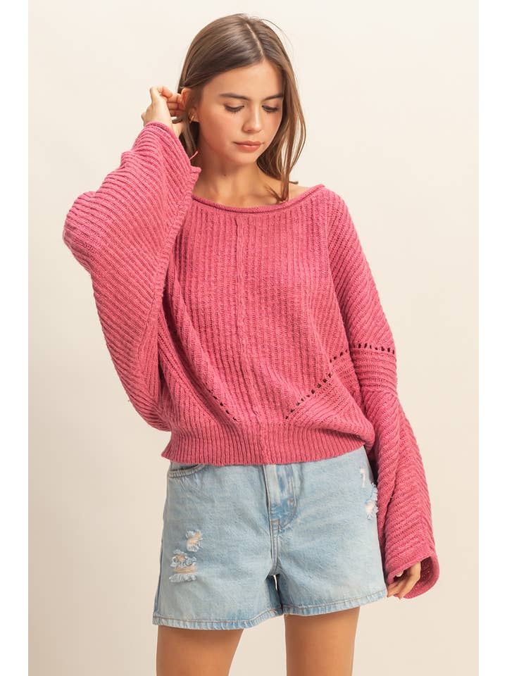 HYFVE - Wholesale Knit Sweater - Women's - Ribbed Drop Sleeve Sweater11