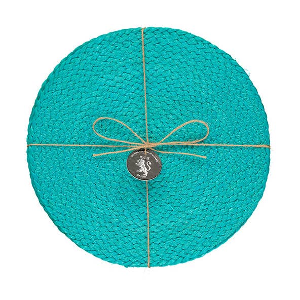 British Colour Standard North America - Wholesale Placemat - BRITISH COLOUR STANDARD - Silky Jute Placemats in Medici Blue, Tied Set of 4 Mats, 10.5'' D0