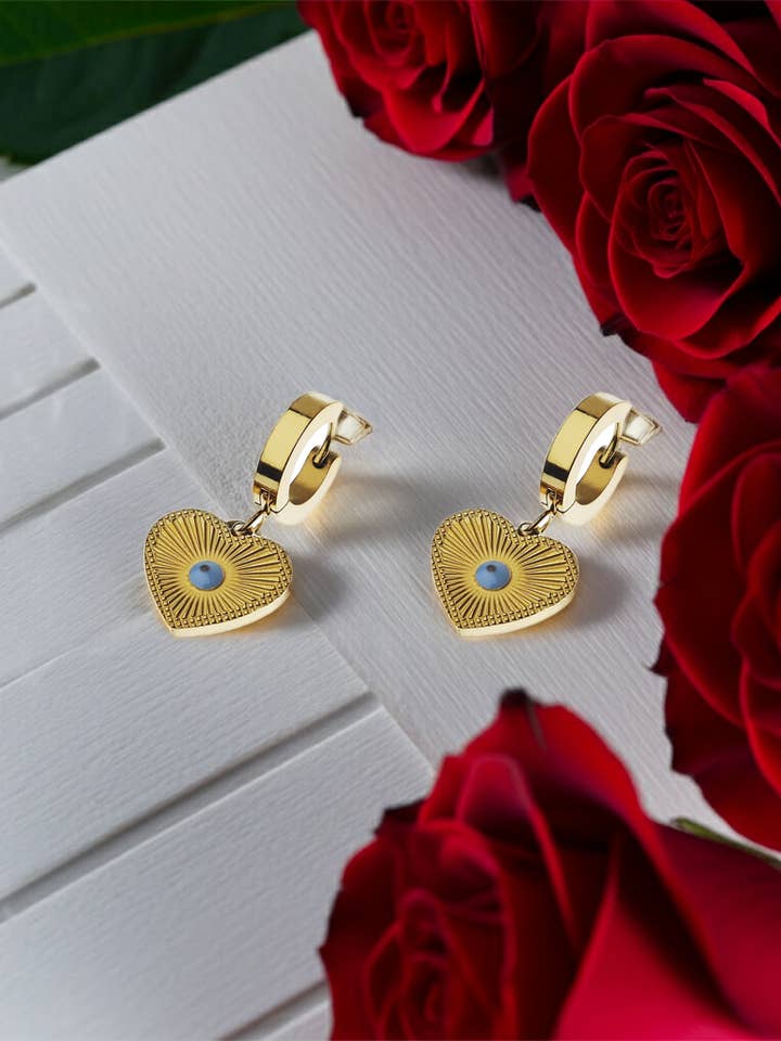 Golden Heart Huggie Earring for wholesale by Oceanic Jewellers - Majique London