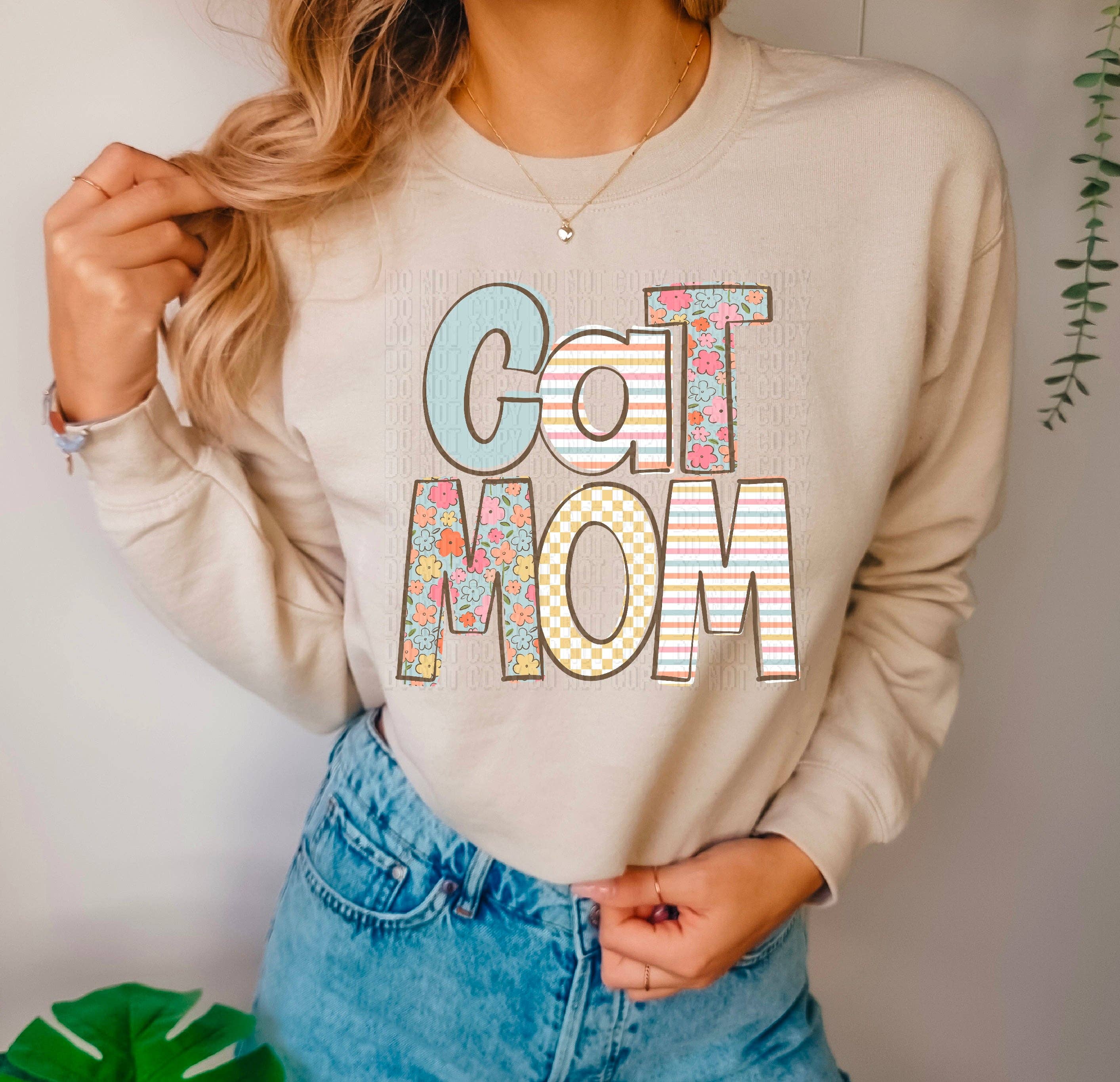 K and M Designs - Wholesale Sublimation Transfer - Doodle Loo Cat Mom DTF Transfer0
