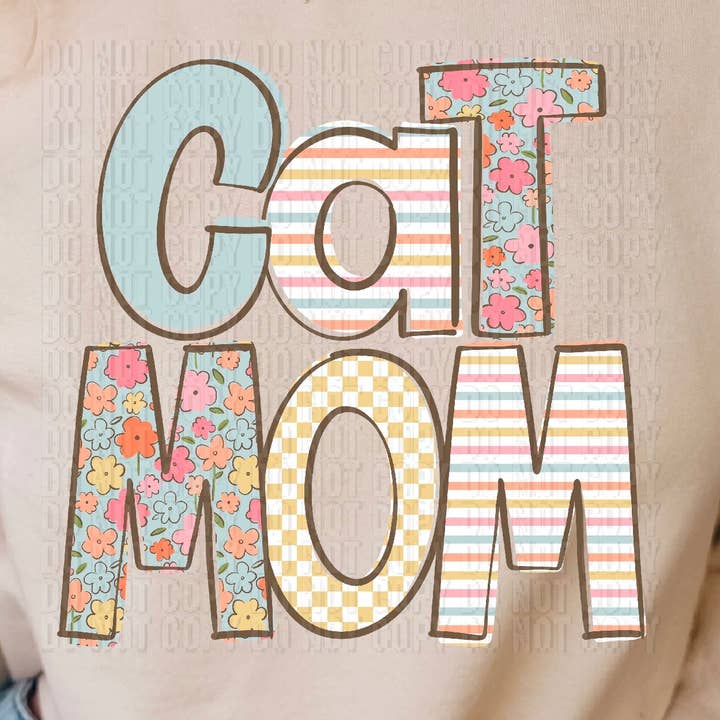 K and M Designs - Wholesale Sublimation Transfer - Doodle Loo Cat Mom DTF Transfer0