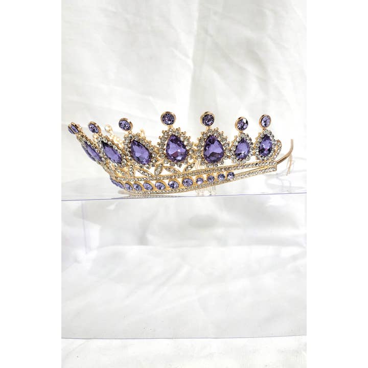 Chicas - Wholesale Tiara - Women's - One Size Fits All Metal Tiara With Jewel Rhinestones HT879-43