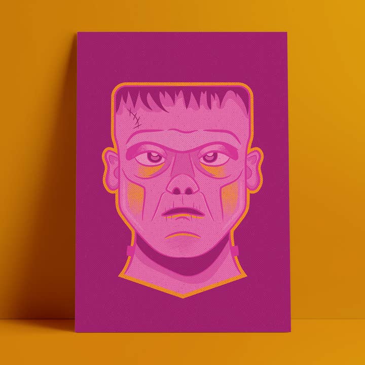 Frankenstein Art Print– 8.5x11 Home Wall Decor | Fall Season for wholesale by Con Ganas Collective