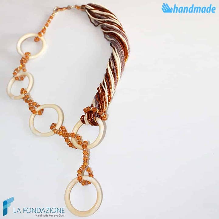 Boop Caramel Murano glazen ketting voor wholesale door La Fondazione - Handmade Murano Glass