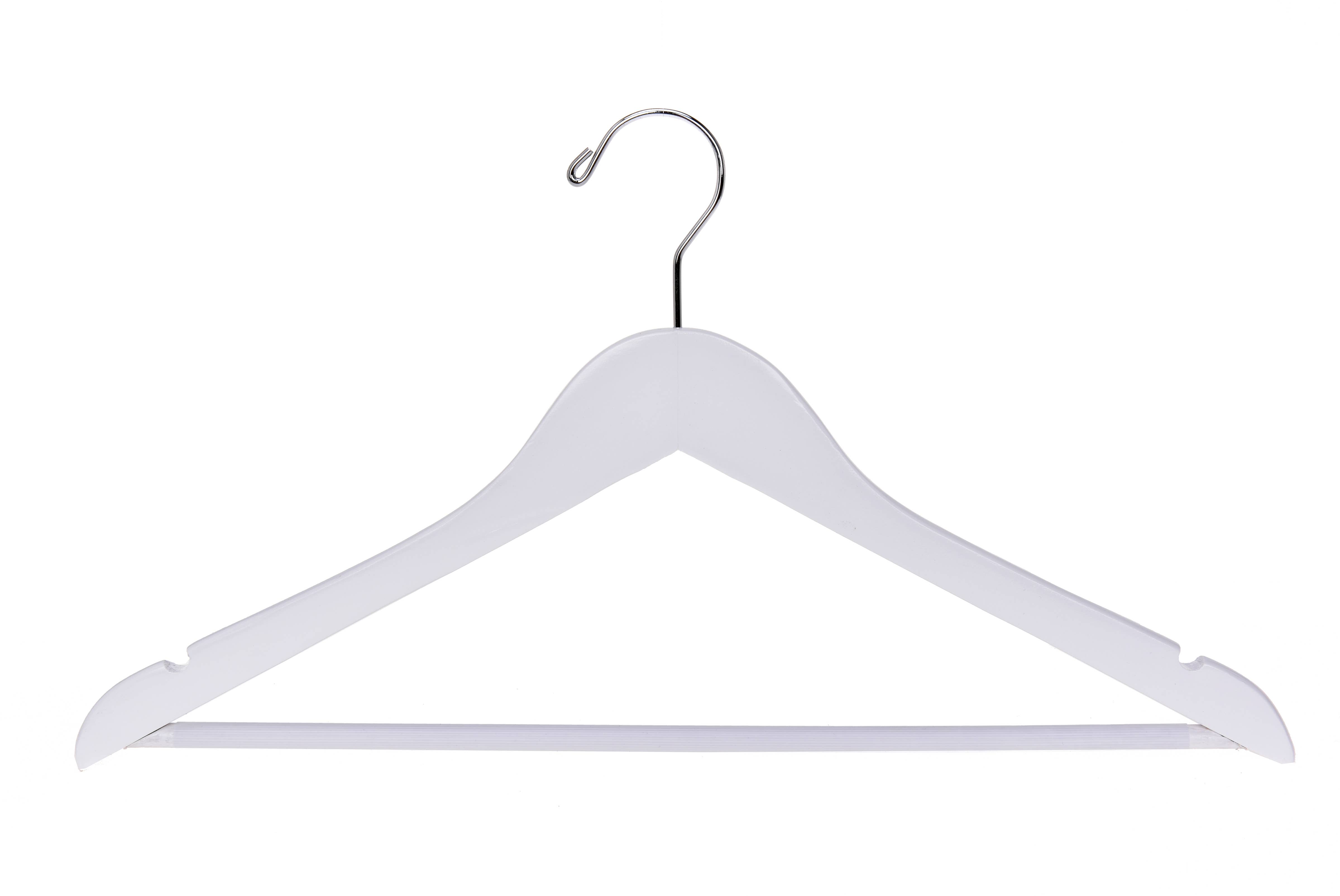 Quality Hangers - Vente Cintres - Cintre en bois semi-incurvé W040, 17,5 pouces, blanc - 805