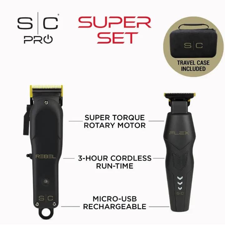 Salon Equipment Pros - Wholesale Clippers - Men's - Stylecraft Pro Super Rebel Clipper & Flex Trimmer Combo Set1
