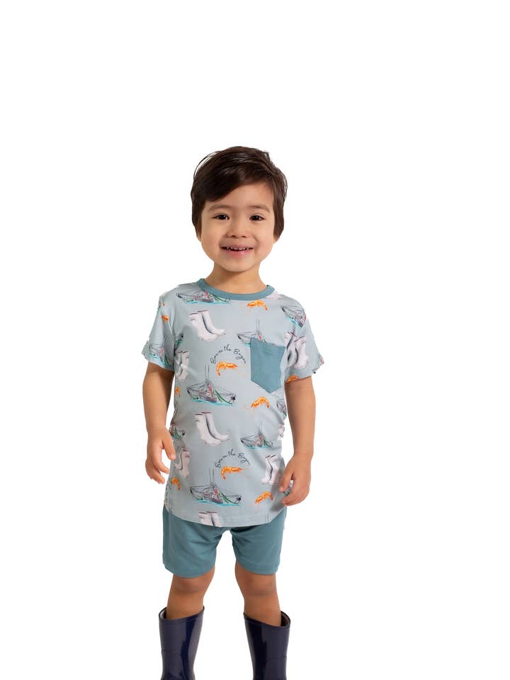 Born on the Bayou Pocket Shirt & Shorts for wholesale by Pearls & Pelicans