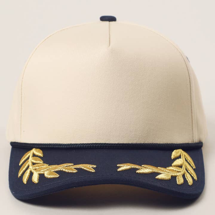 Fashion City - Wholesale Trucker hat – Unisex - Two Tone Canvas Gold Bay Leaf Rope Trucker Hat 1