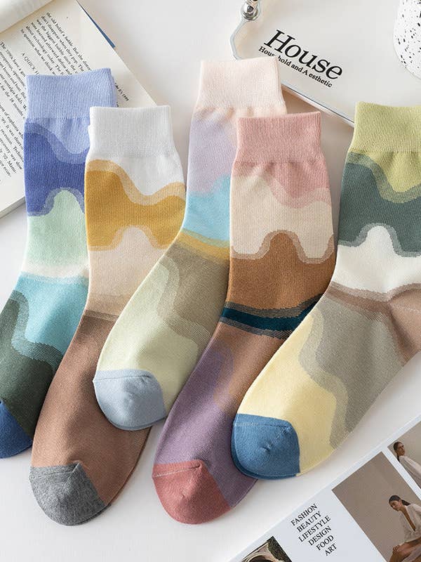 Rufia - Morandi farvegradient patchwork sokker for engroshandel hos Funkyrel® Atzbranding Limited