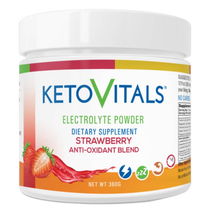 Berry Anti-Oxidant Electrolyte Powder Tub - Strawberry Flavor, 10 oz. for wholesale by Keto Vitals