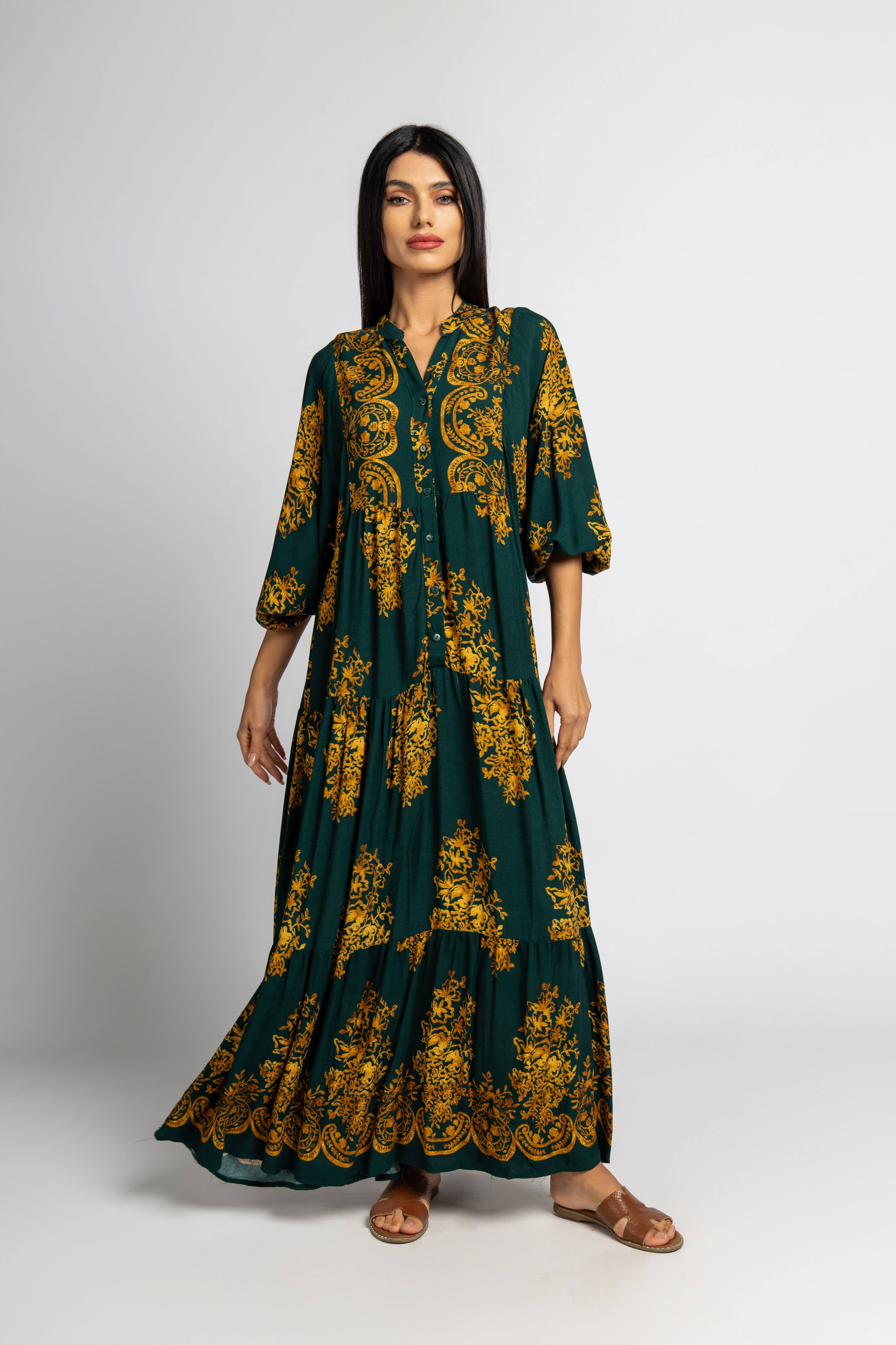 FAME GREECE - Vente Robe – femme - Robe F-329 Golden Shadows en viscose1