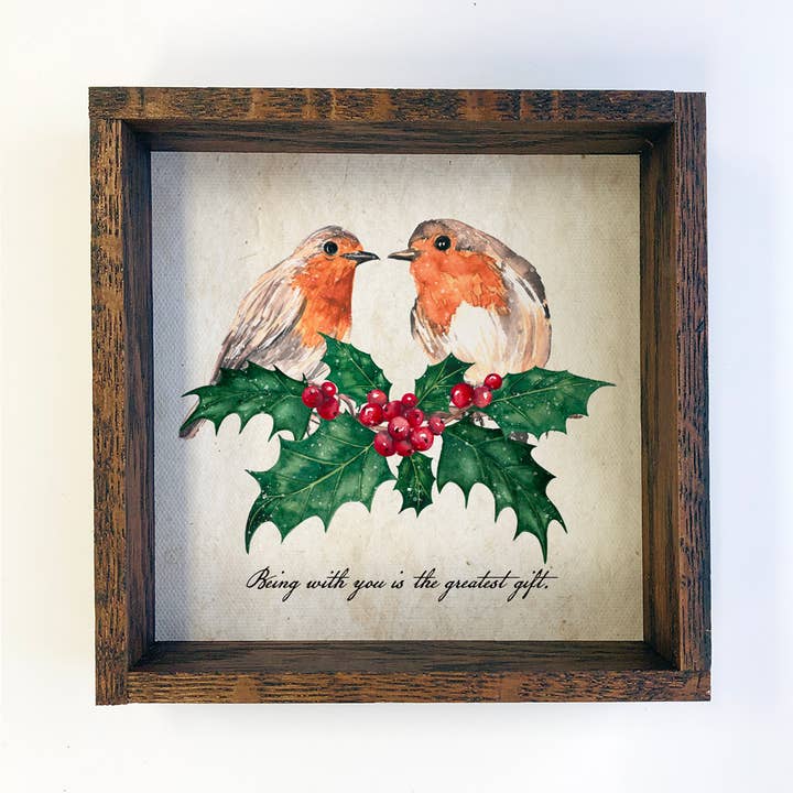 Christmas Love Birds Canvas Small Shelf Décor Sign for wholesale by Hangout Home