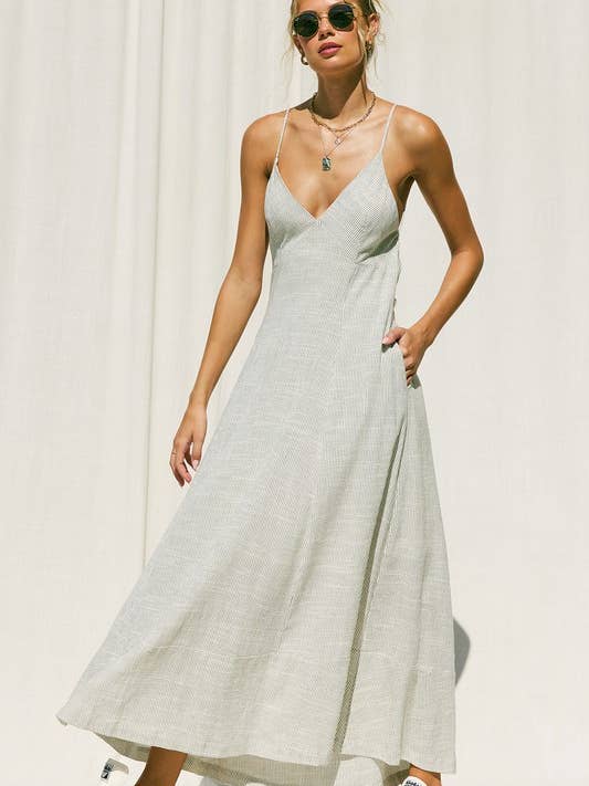 Striped Linen Maxi Dress for wholesale by ILLA ILLA