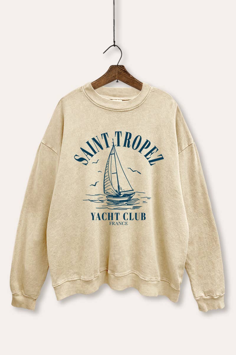 VINTAGE POINT USA - Vente Sweat-shirt à imprimés – femme - SWEATSHIRT DÉLAVÉ MINÉRAL "SAINT TROPEZ YACHT CLUB"2