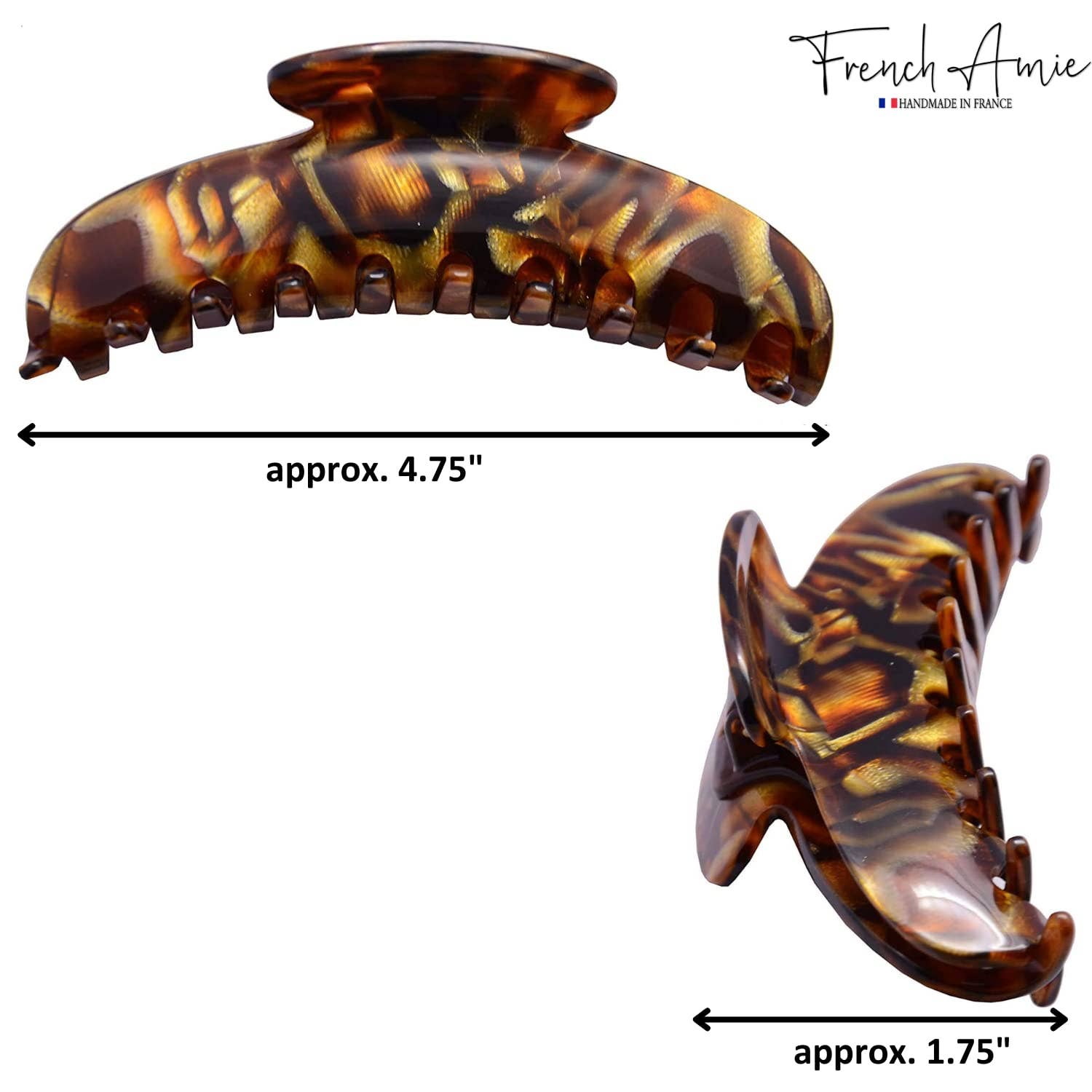 Parcelona - Wholesale Hair Clip - Women's - French Amie Contour Large 4 ¾” Celluloid Handmade Jaw Hair Claw Clip for Women5