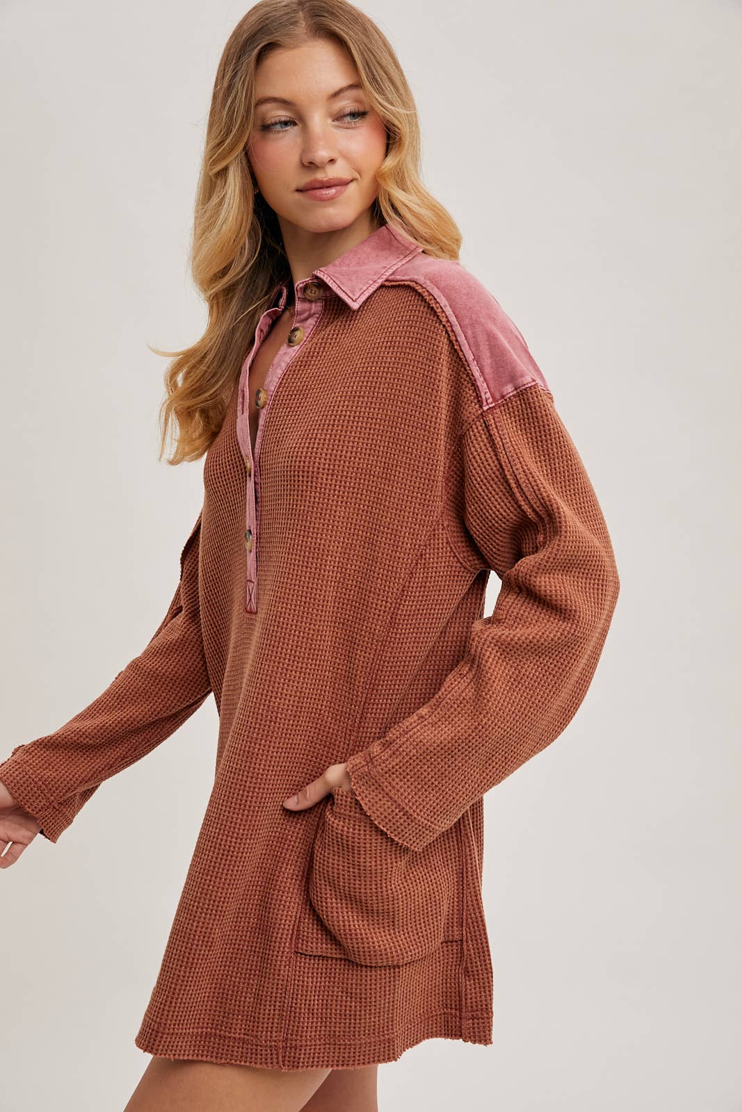 Bluivy - Wholesale Tunic - Women's - THERMAL HENLEY TUNIC SHIRT1