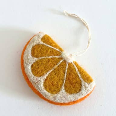 Felted Wool Citrus Ornament - Orange for wholesale by PetitFelts