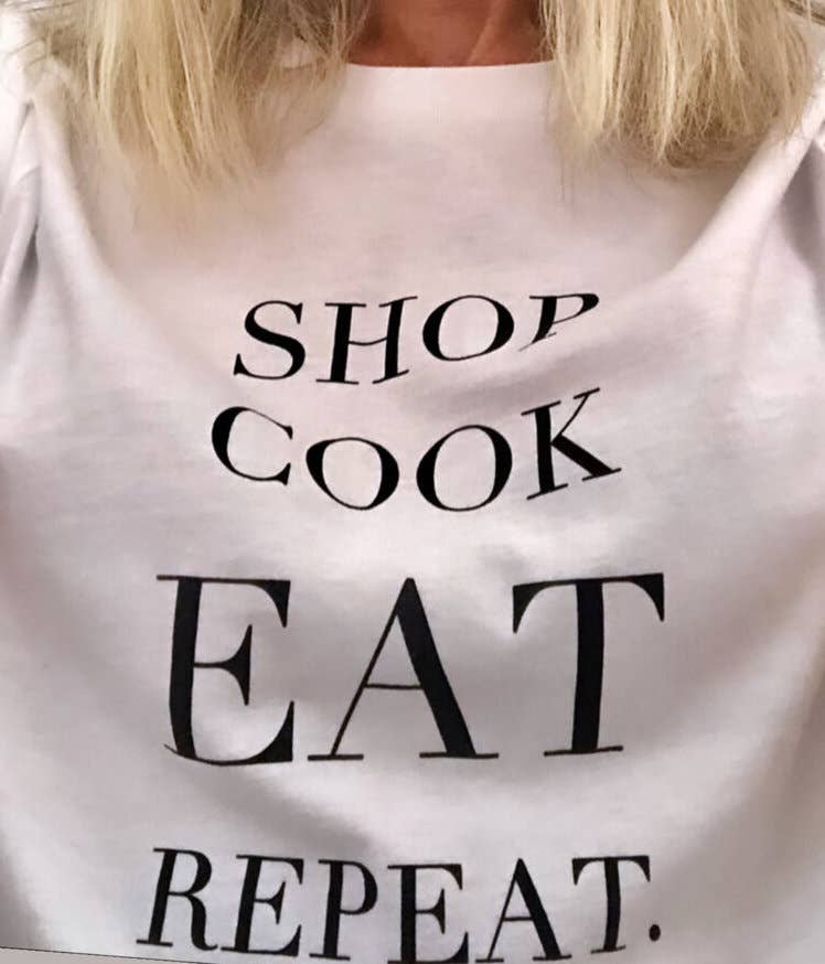 Bella Cucina - Wholesale Screen Printed T-Shirt - Unisex - SHOP. COOK. EAT. REPEAT. Tee1