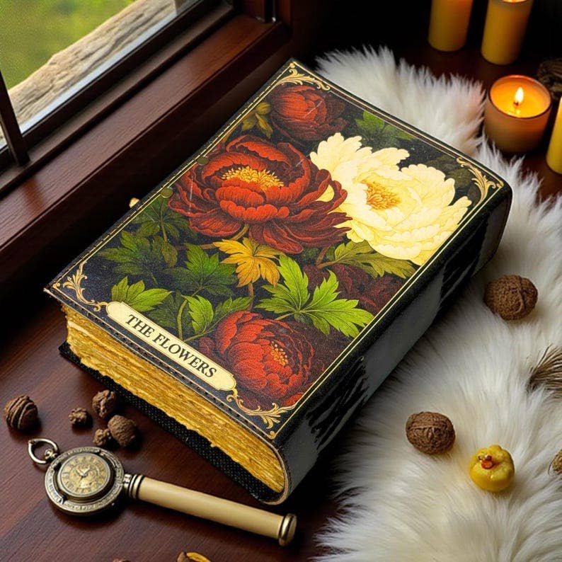 Leatherooze - Wholesale Journal/Diary - Personalized Floral Grimoire Journal – Handmade Leather Book5