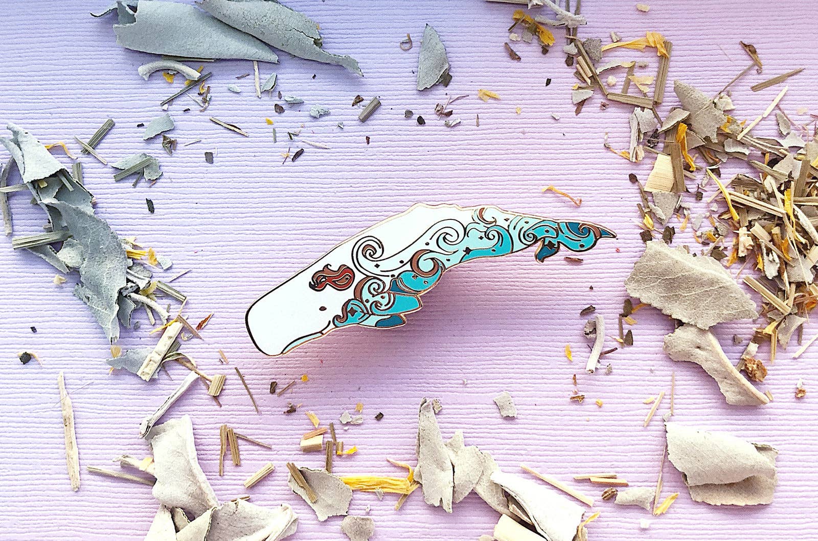 Alum and Ink - Wholesale Lapel Pin/Button - Waves Sperm Whale (Fire in the Sky) Pin9