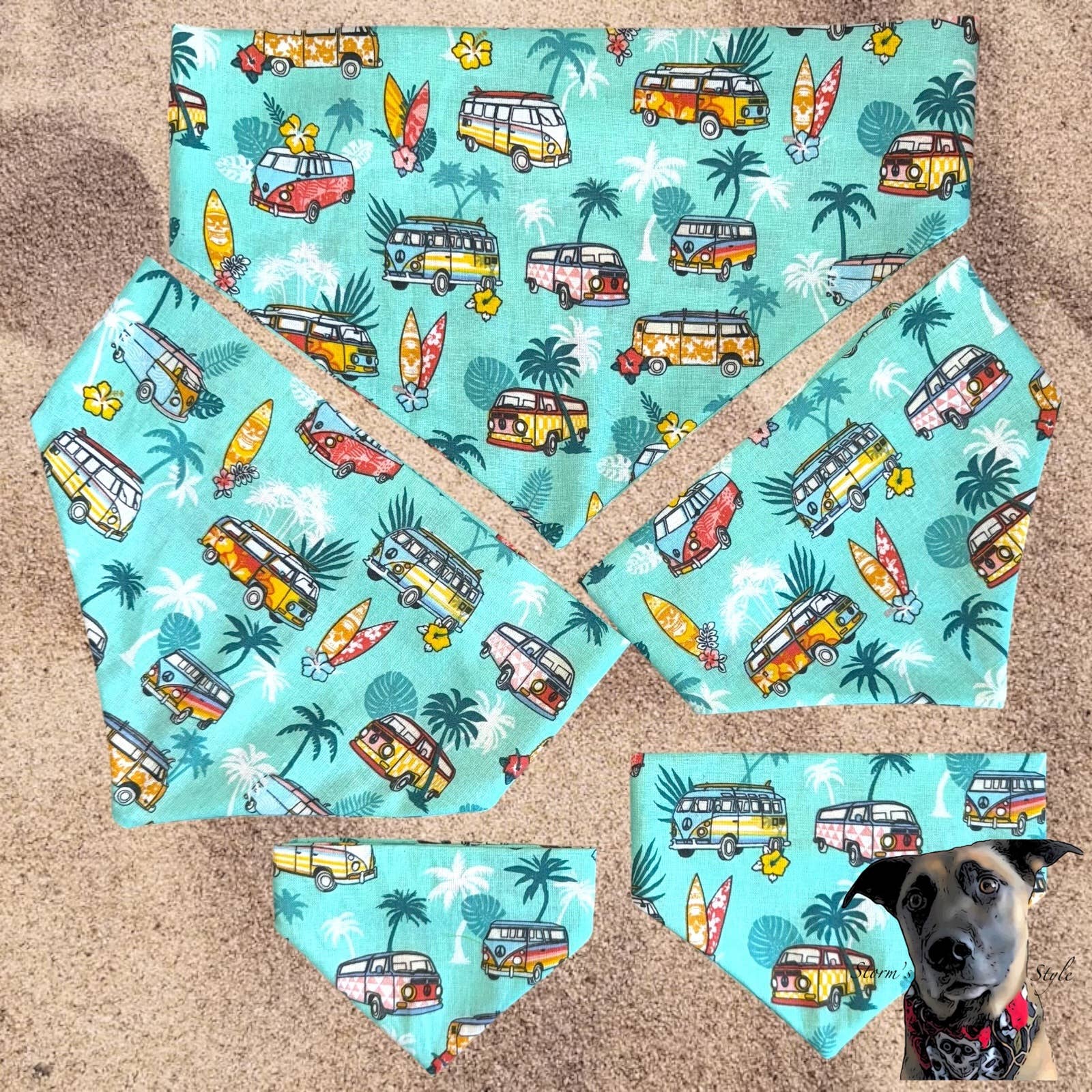 Storms Style - Wholesale Pet Bandana - Dog - Campervan Pet Bandanas - 3 colours available - Dog Cat9