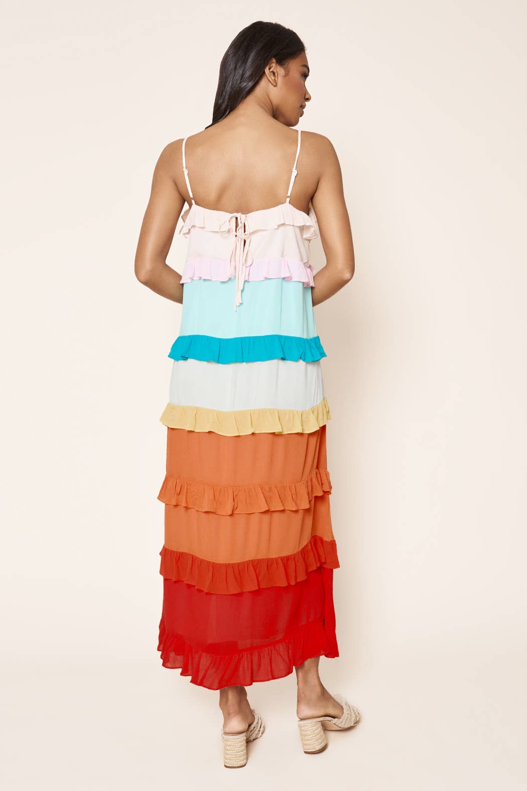 Arc-en-ciel Robe longue sans manches à volants Taste the Rainbow en vente sur Faire2