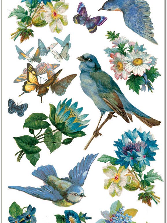 Adesivos Bluebirds & Blue Flowers por atacado de Violette Stickers