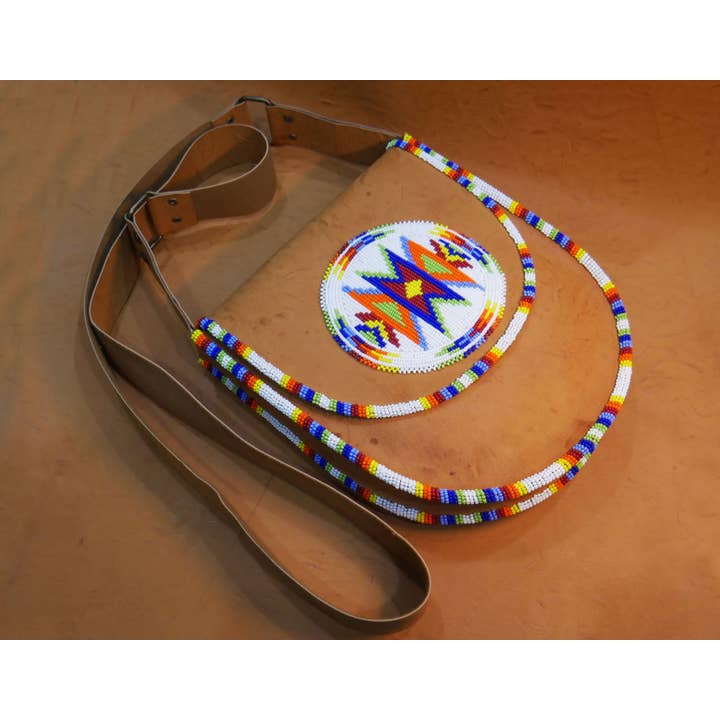 Bolso bandolera de cuero blanco hecho a mano con cuentas, bolso de hombro para venta al por mayor de KANGURAH