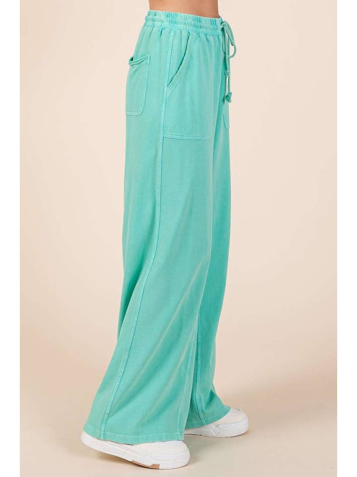 mittoshop - Wholesale Pants - Women's - MINERAL WASH FRENCH TERRY WIDE LEG PANTS33