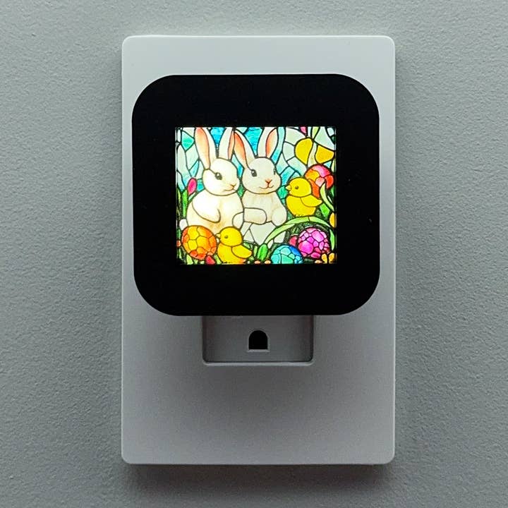 Easter Bunny Faux Stained Glass Night Light for wholesale by Swaplights Night Lights