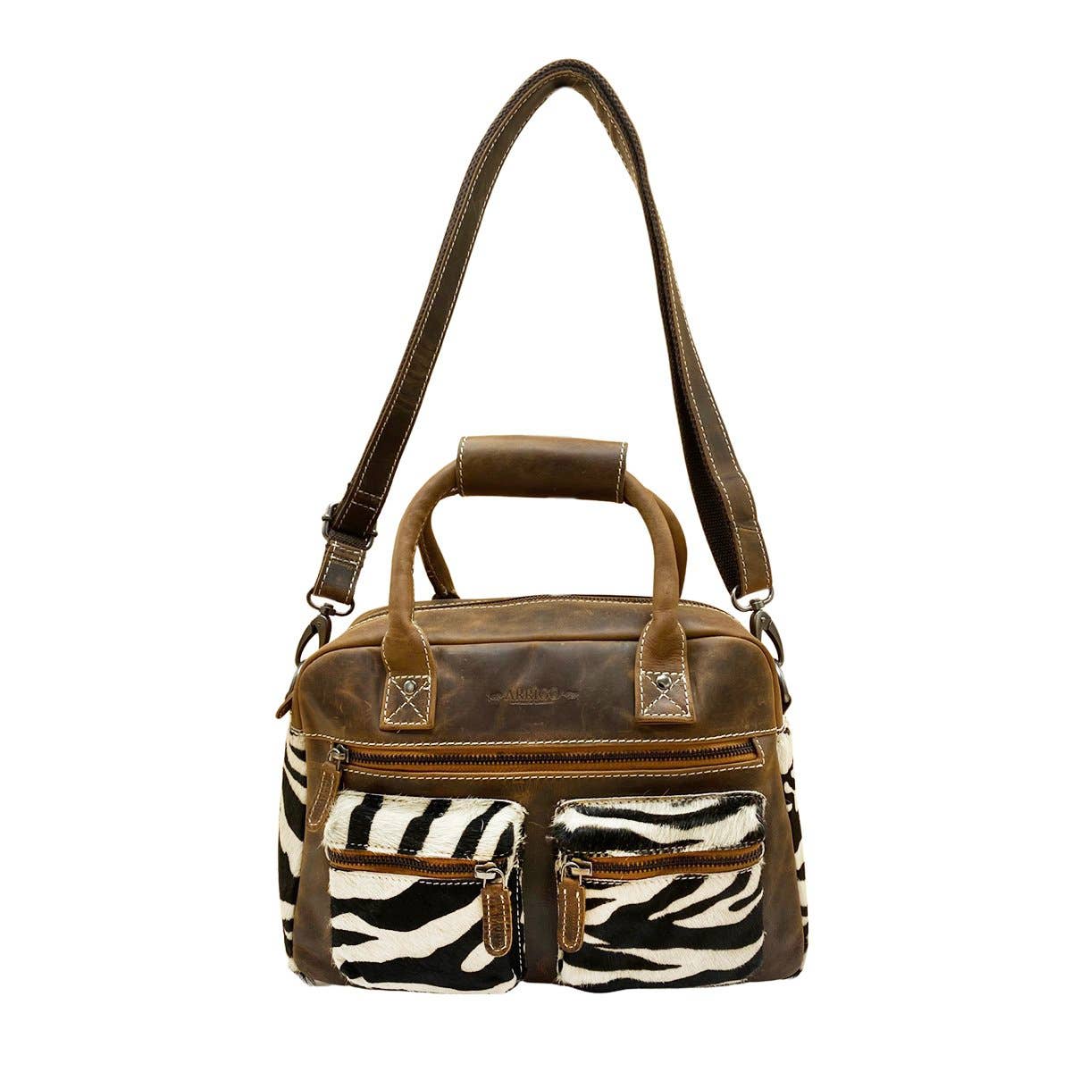 Arrigo - Wholesale Shoulder Bag - Women's - Westernbag Cognac Buffalo Leather with an Animal Print4