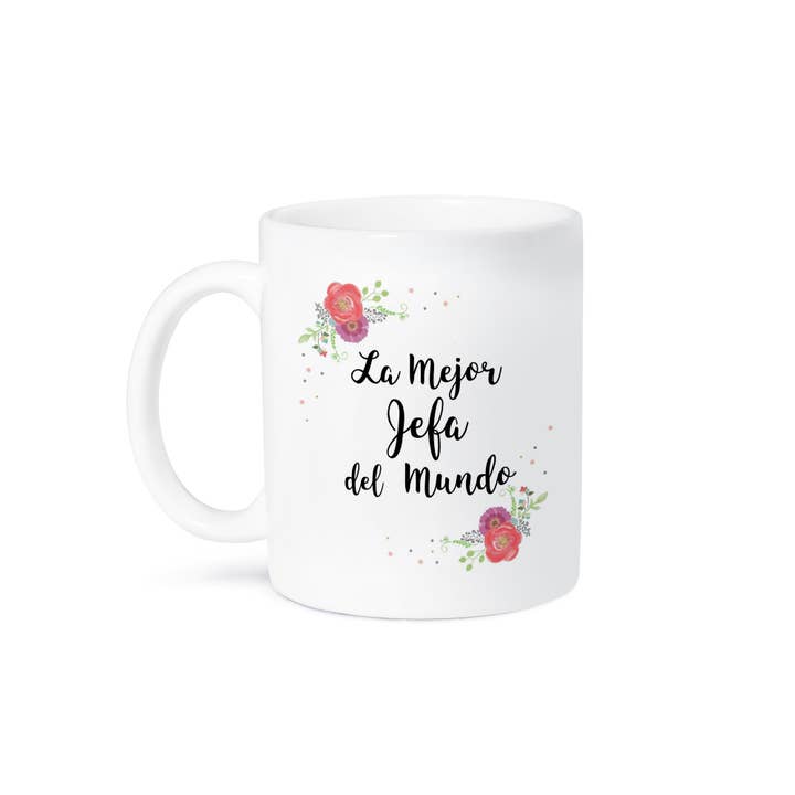 3dRose - Wholesale Coffee Mug - 3dRose, Floral La Mejor Jefa del Mundo Spanish Best Boss in the World flowers, Mug8