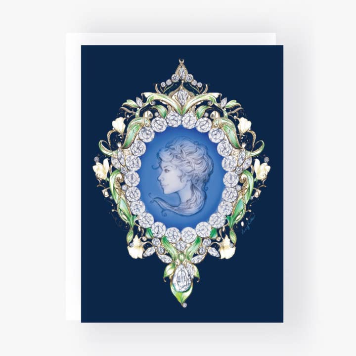 Jewelled Cameo Lady Illustrated Greeting Card (A6) for wholesale by Alexandra Rose Illustration