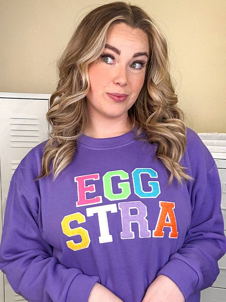 Soft Chenille Eggstra Adult Sweatshirt for wholesale by Sugar Stitch