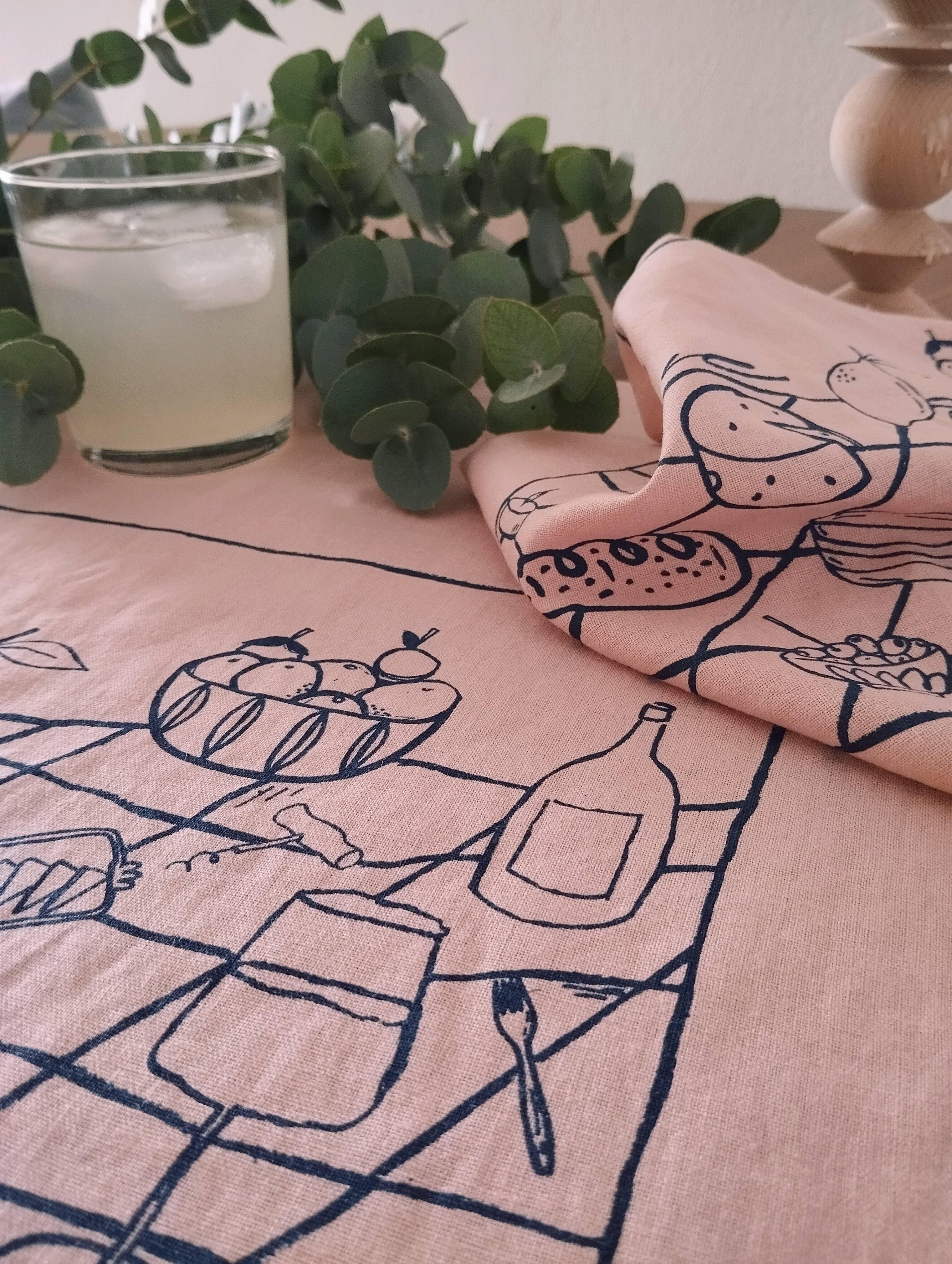 The Ink Job - Wholesale Tea Towel - Picnic Print Linen Kitchen Towel3