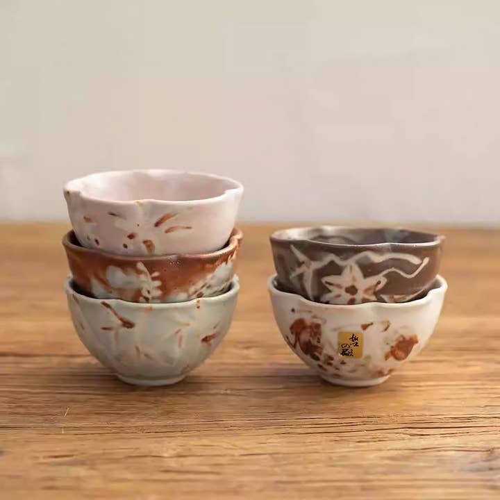 Chávena em forma de flor Shino-yaki com padrões naturais por atacado de MinoCraft