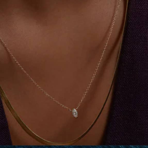 HoopLa - Wholesale Pendant/Charm Necklace - Solitaire Collection- Steel 14K gold Necklace-layering 9