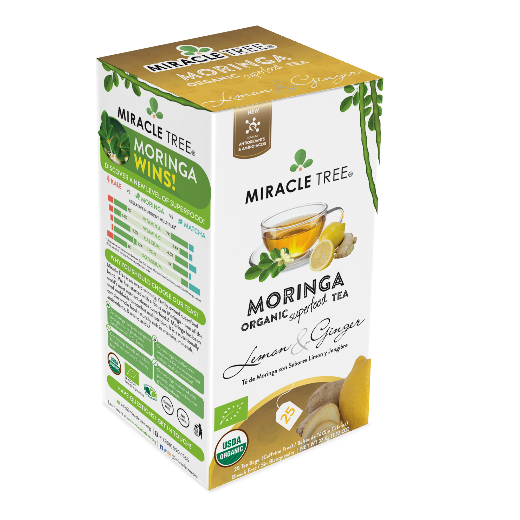 Miracle Tree - Wholesale Tea Bags - Organic Moringa Tea: Lemon & Ginger2