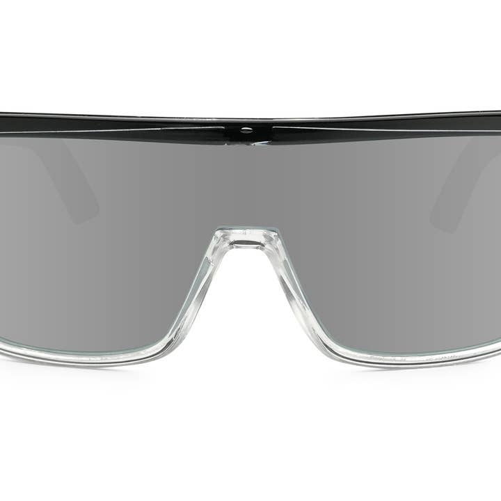 REMOVED BRAND - Wholesale Sunglasses - Unisex - BUZZ Bomb Safety - Silver Mirror Crystal