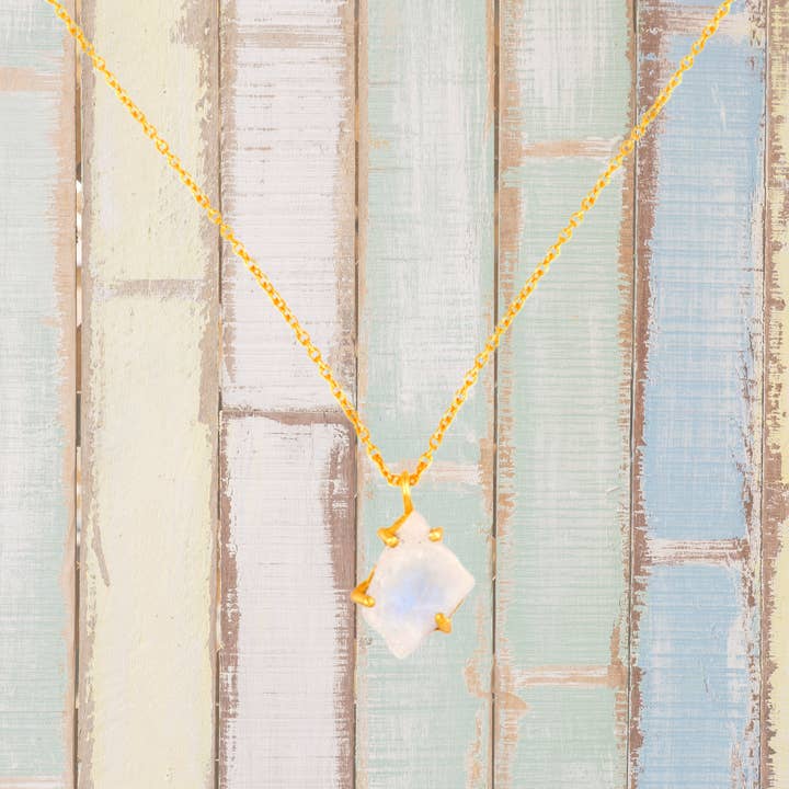 Healing Raw Rainbow Moonstone halskæde for engroshandel hos BellaMira Home