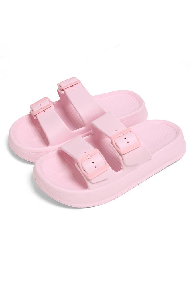 Hana - Wholesale Slides - Women's - Solid Comfy Double Strap Slide Slipper5