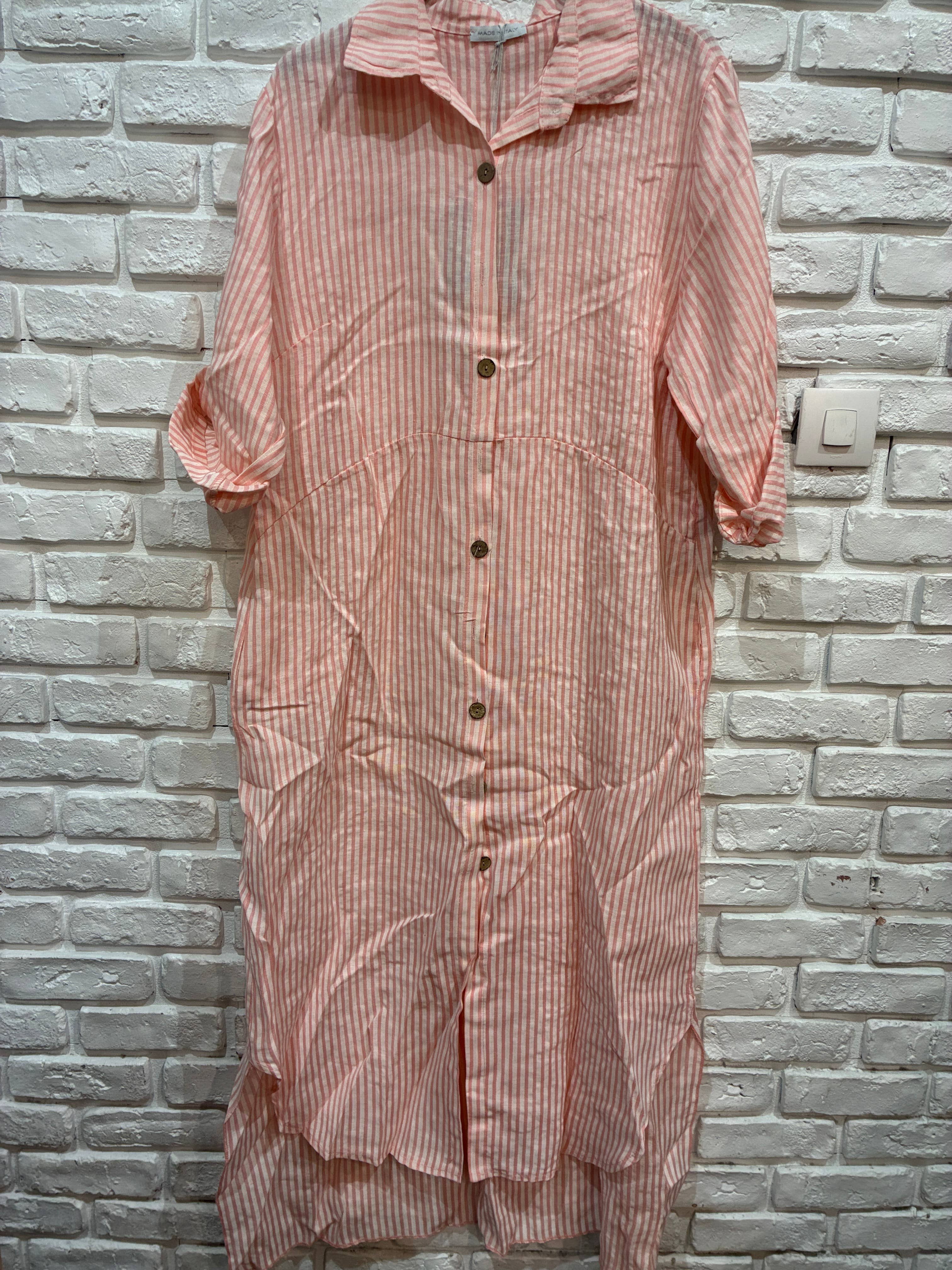 la maison des fibres naturelles - Wholesale Dress - Women's - 821275 100% linen shirt dress made in Italy13