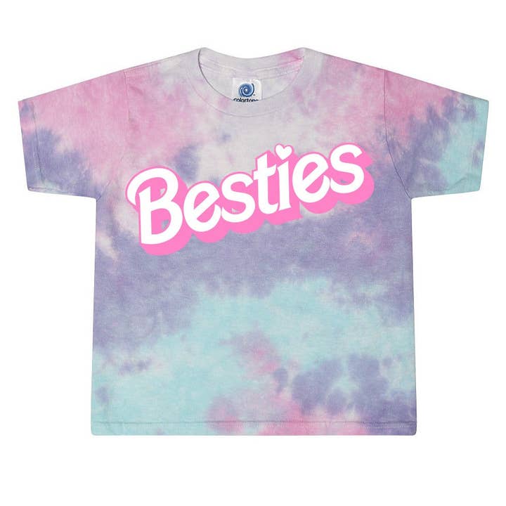 Sweetees Apparel - Wholesale Screen Printed T-Shirt - Kids - Besties Cotton Candy Tie Dye Kids Tee